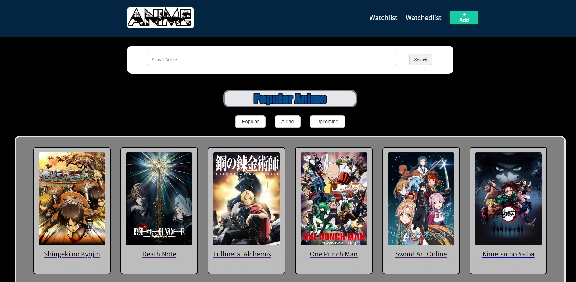 Anime Watchlist Project